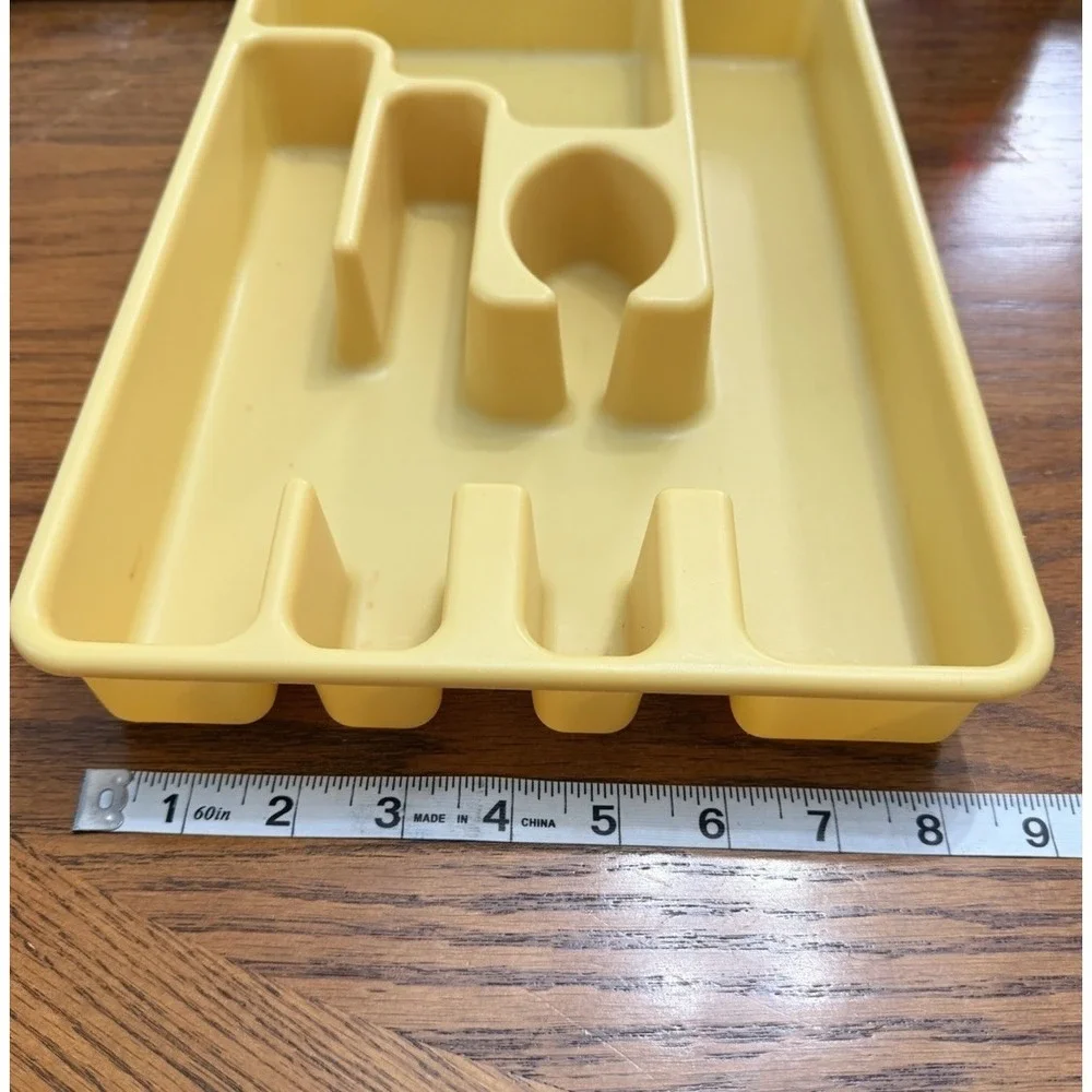 Vintage Rubbermaid Silverware Organizer 2921-3 Harvest Gold Drawer Tray 13 X 9